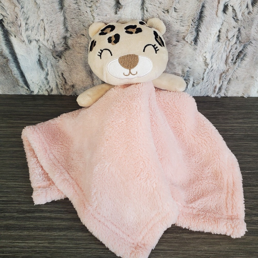 Baby Gear‎ Pink Tan Leopard Cheetah Lovey Security Blanket Plush Baby Toy 14x14